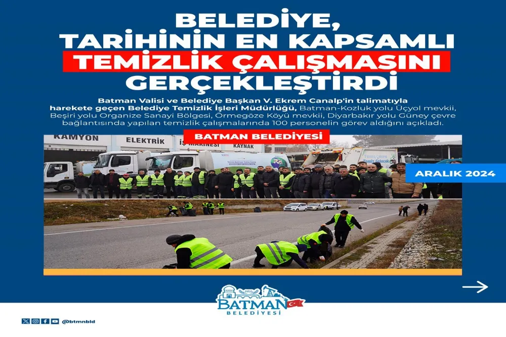 Batman Belediyesi tarihinin en kapsamlı temizlik çalışmasını gerçekleştirdi