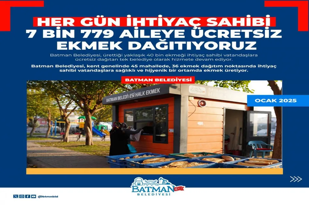 7 bin 779 aile ücretsiz ekmekten faydalanıyor