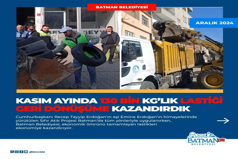 Kasım ayında 130 bin kg’lık lastiği geri dönüşüme kazandırdık