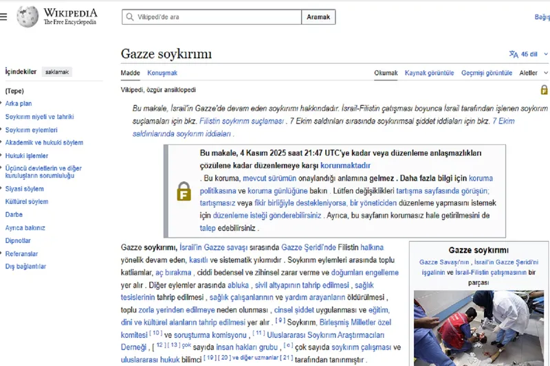 Wikipedia’nın siyonistleri savunma taktiği: “Gazze Soykırımı” sayfasını düzenlemeye kapattı