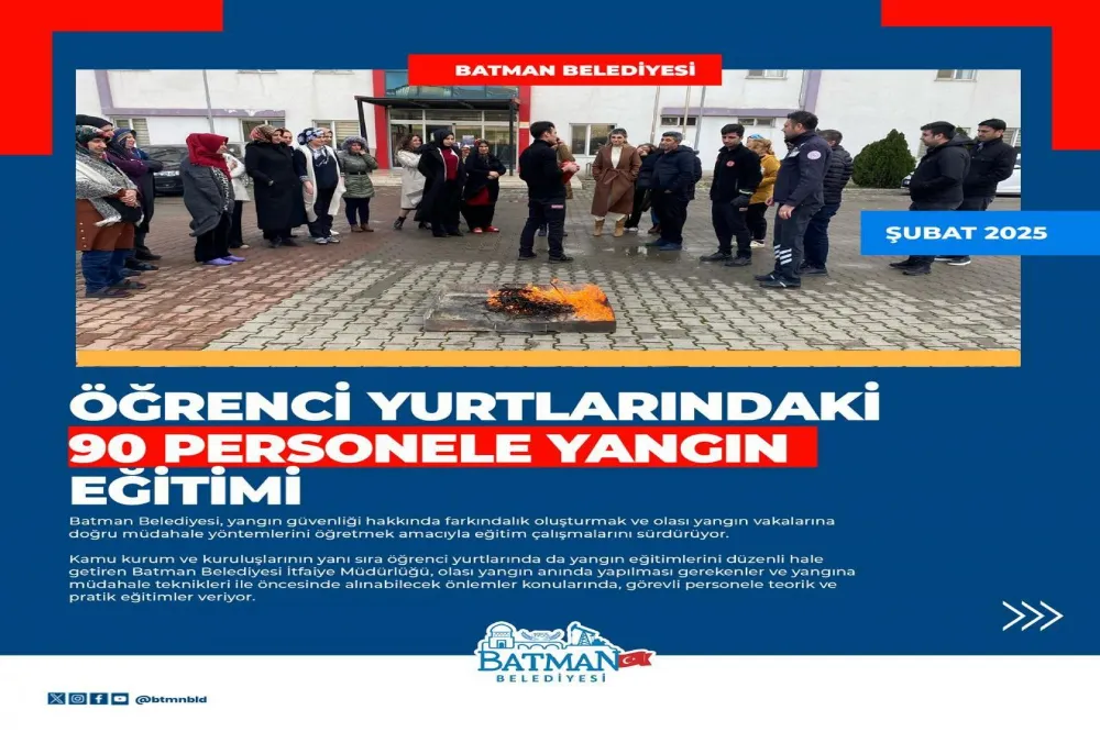 Öğrenci yurtlarındaki 90 personele yangın eğitimi