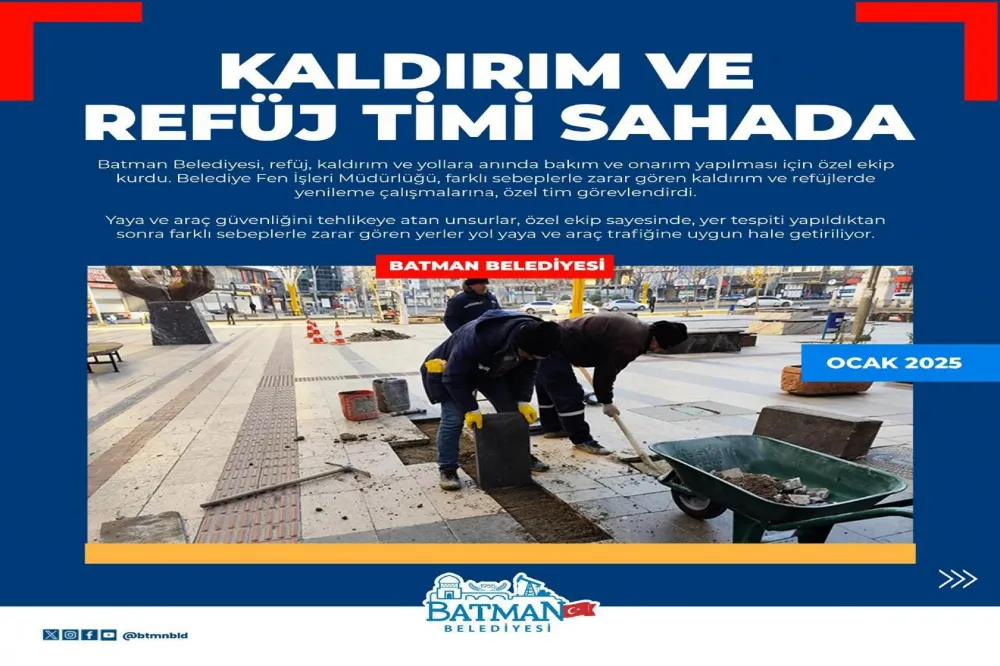 Kaldırım ve refüj timi sahada